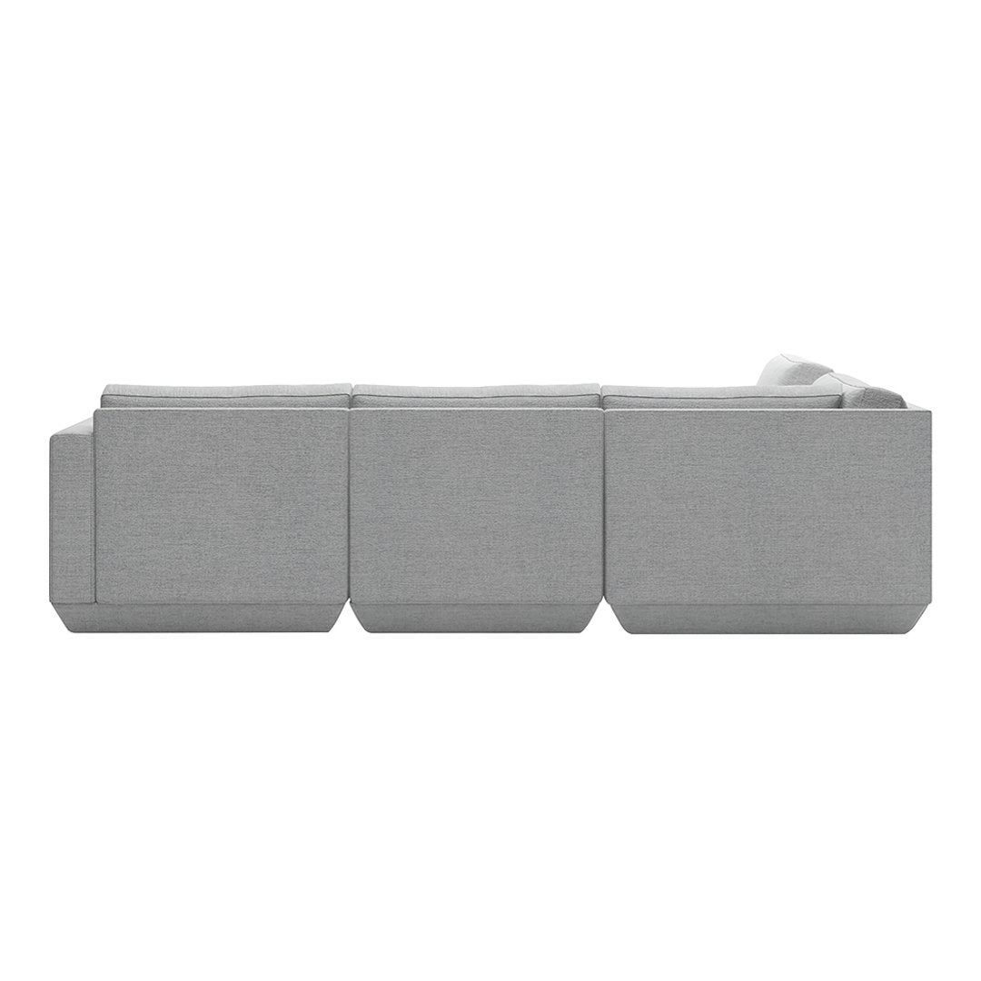 Modern gray sofa with a sleek, minimalist design and subtle textured fabric pattern. Perfect for contemporary decor.
