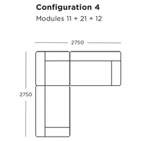 Alt text: "L-shaped sectional sofa configuration with sleek grey upholstery and modern geometric design elements."