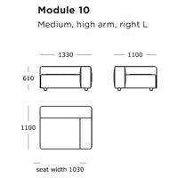 "High-arm modular sofa in sleek design, featuring a modern, minimalist pattern in neutral tones."