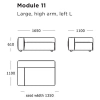 "Large left L sofa module in sleek design with a soft beige upholstery and minimalist style."
