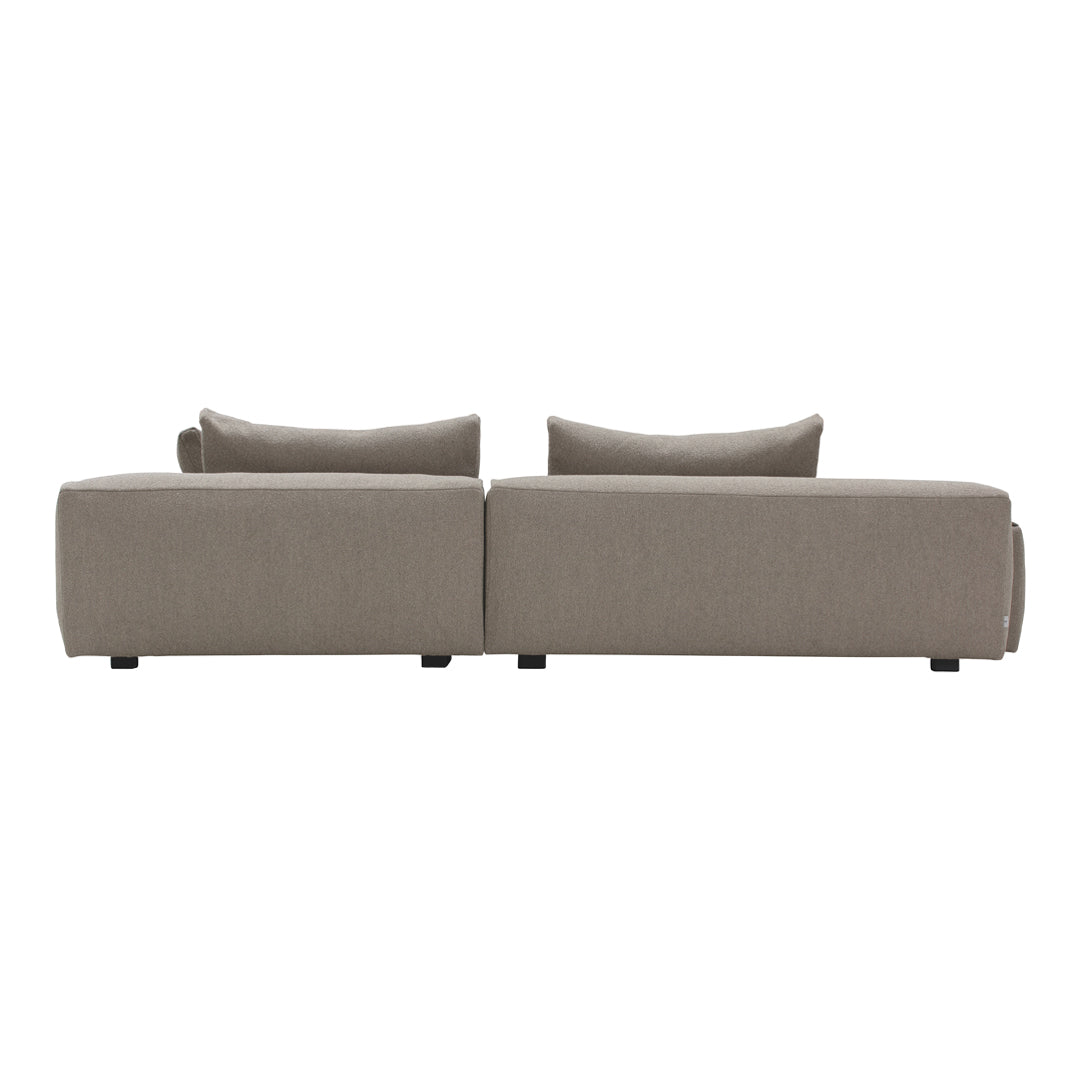 Modern grey fabric sofa with smooth texture, featuring minimalist design and no patterns. Perfect for contemporary decor.