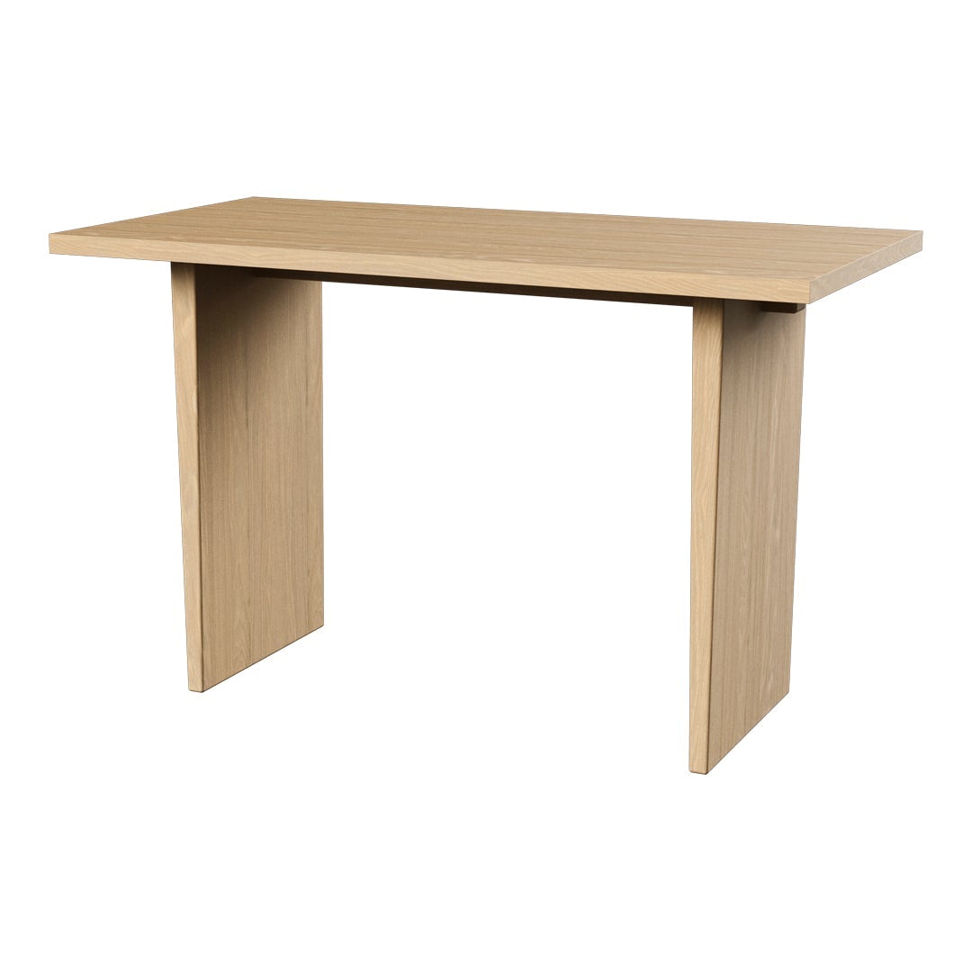 Light wood rectangular table with a smooth, natural finish and minimalist design, highlighting a clean, modern aesthetic.