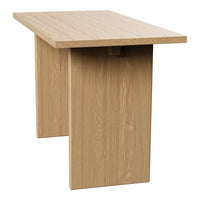 Light oak dining table with a smooth, solid wood finish and minimalistic design. Perfect for modern interiors.