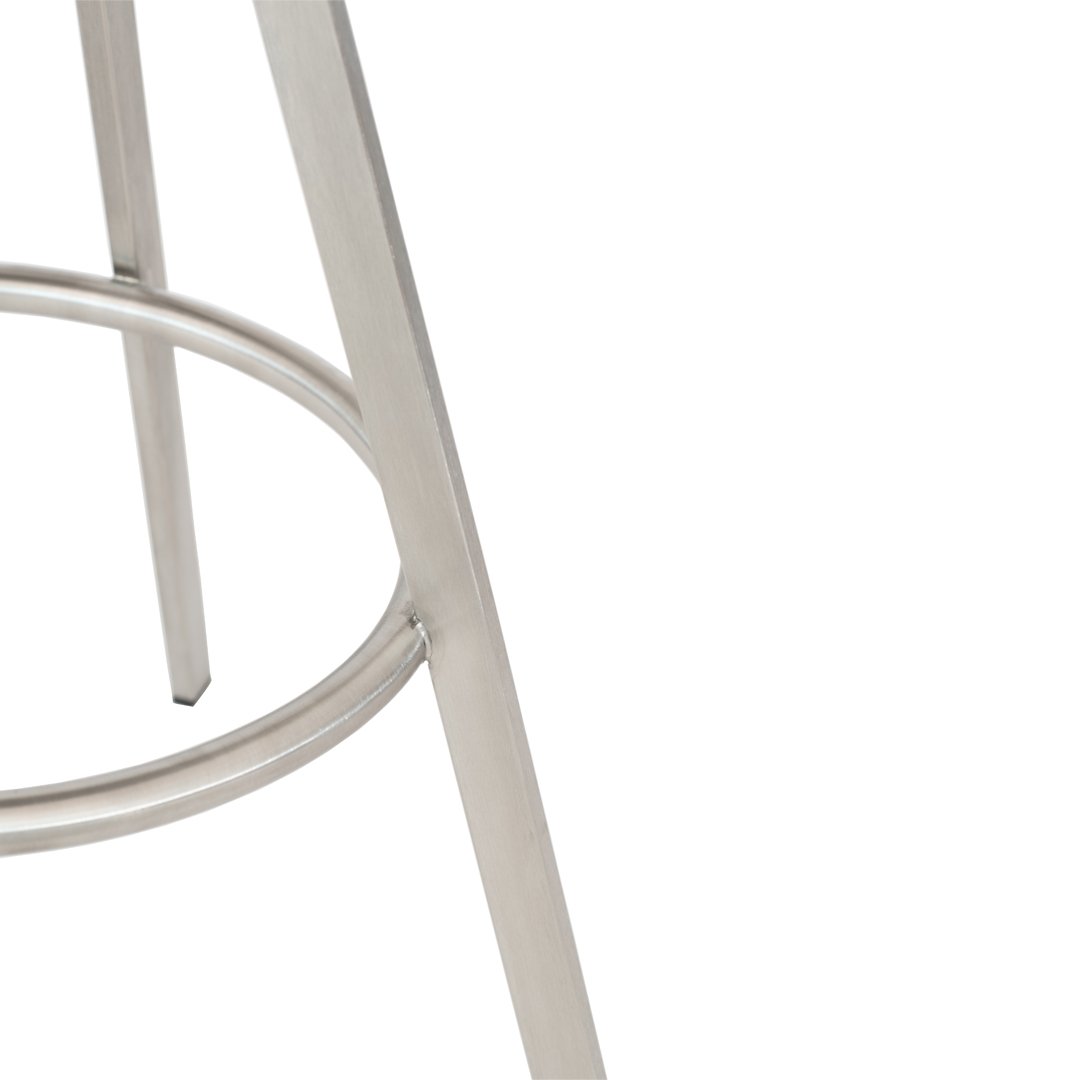 Brushed silver bar stool leg with a sleek, minimalist design and smooth, contemporary finish.