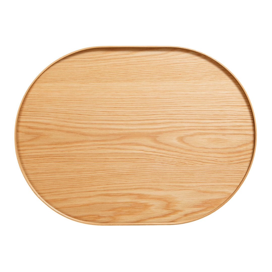 Natural wood serving tray with a smooth, light tan finish and subtle grain patterns. Perfect for any table setting.