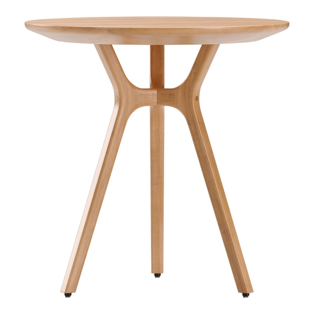 Light wood round table with a natural finish and minimalist design, featuring smooth grain and clean lines.