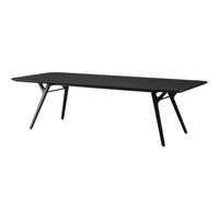 Sleek black rectangular table with minimalistic design and smooth surface, perfect for modern decor.