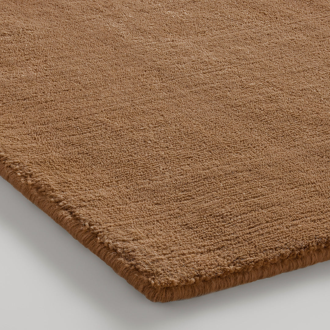 Soft, muted brown area rug with a textured, plush surface, adding warmth and richness to any space.