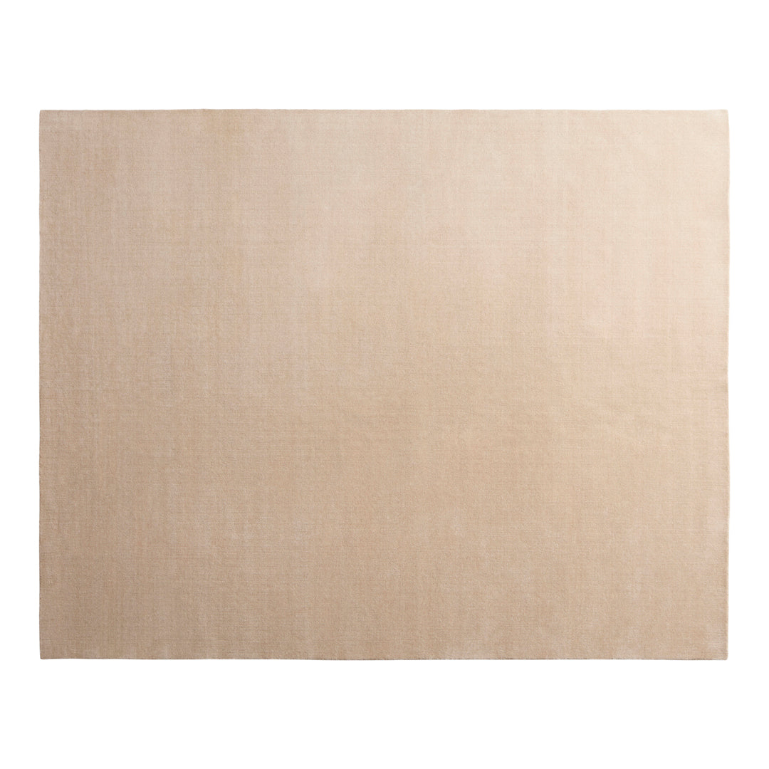 Beige rectangular area rug with a subtle, textured pattern, perfect for adding warmth to any space.
