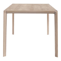 Light oak dining table with a smooth, natural wood grain pattern and minimalist design ideal for modern interiors.
