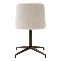 Cream textured fabric shade on a brown metal base, modern design with a minimalist look.