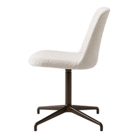 White textured upholstery chair with a sleek dark brown base, featuring a minimalist design. Ideal for modern decor.
