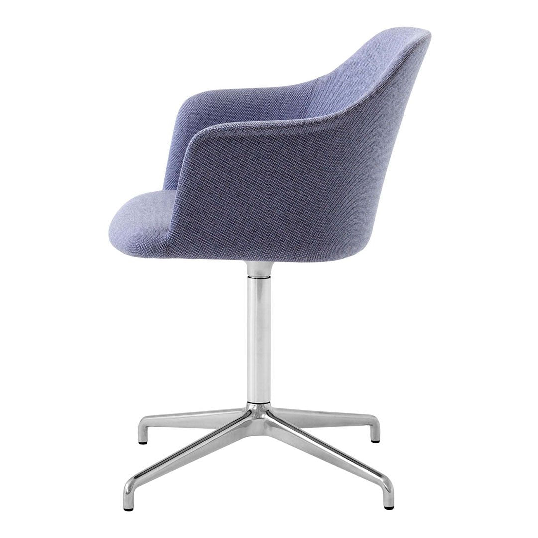 Stylish soft purple upholstery with a sleek silver base and minimalist design, perfect for modern decor.