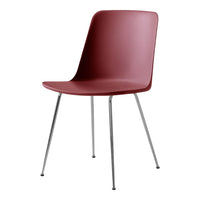 Modern burgundy chair with sleek, minimalist design and silver legs, perfect for contemporary decor.