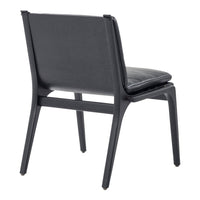 Stylish black chair with sleek lines and a smooth, modern finish, perfect for contemporary interiors.