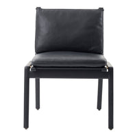 Sleek black leather chair with minimalist design and smooth texture. Modern style for contemporary decor.