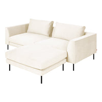 Stylish cream sectional sofa with a minimalist design and soft, solid fabric upholstery. Perfect for modern living spaces.