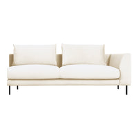 Modern white sofa with plush cushions and sleek black legs, featuring a clean, minimalist design.