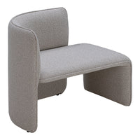 Stylish grey accent chair with a soft textured finish and modern curved design. Perfect for contemporary interiors.