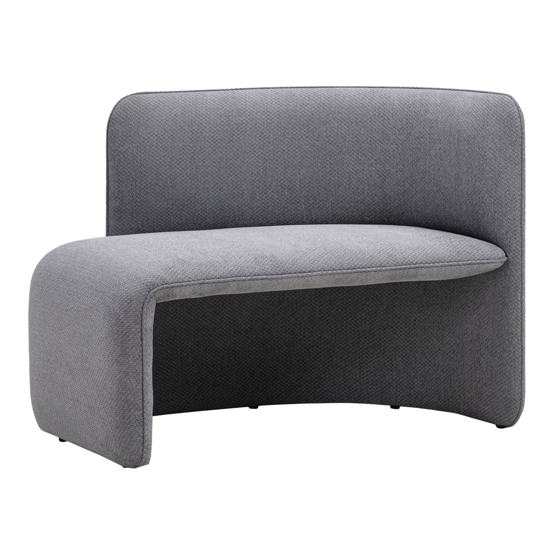 Sleek gray upholstered bench with a modern design and subtle texture for contemporary decor.