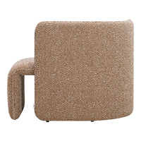 Textured light brown chair with a modern, minimalist design and subtle flecks of darker shades.
