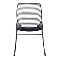 Black striped chair with a minimalist design and sleek lines, perfect for modern decor.