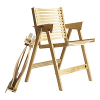 Light wood chair with a slatted pattern, featuring natural tones and a simple, elegant design.
