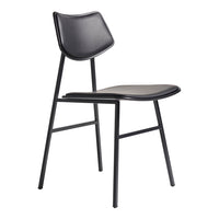 Black chair with a minimalist design, featuring a smooth matte finish and simple geometric lines.