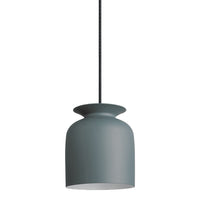 Gray pendant light with a smooth, modern design and subtle black cable. Ideal for contemporary interiors.