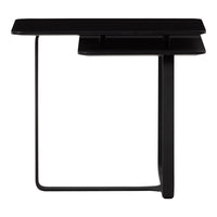 Black modern side table with a sleek, minimalist design and smooth, matte finish. Ideal for contemporary decor.