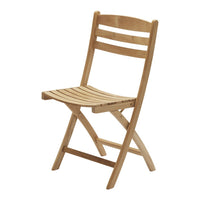 Light wood folding chair with horizontal slat back and slatted seat, showcasing natural grain patterns.