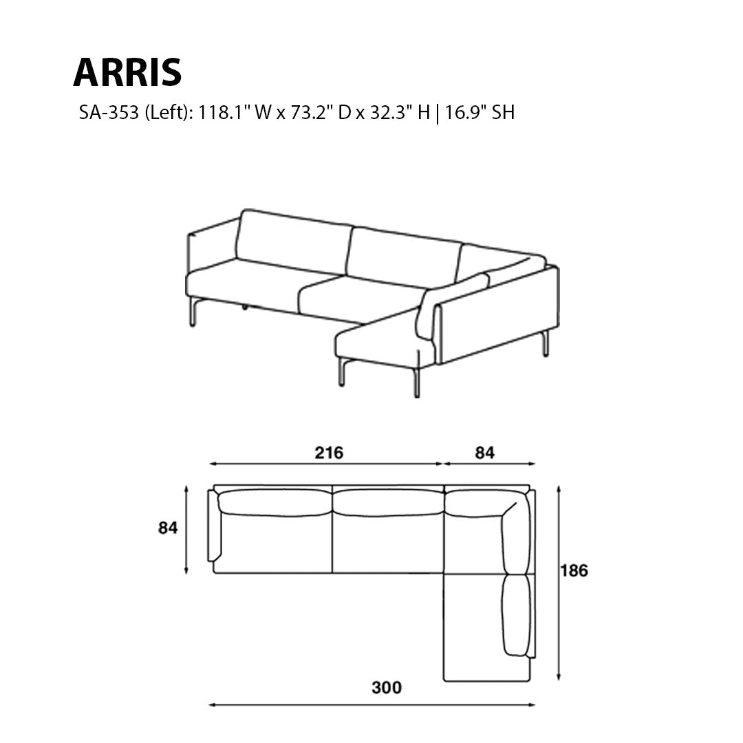 "Modern sectional sofa in soft gray upholstery with minimalist design and sleek metal legs."