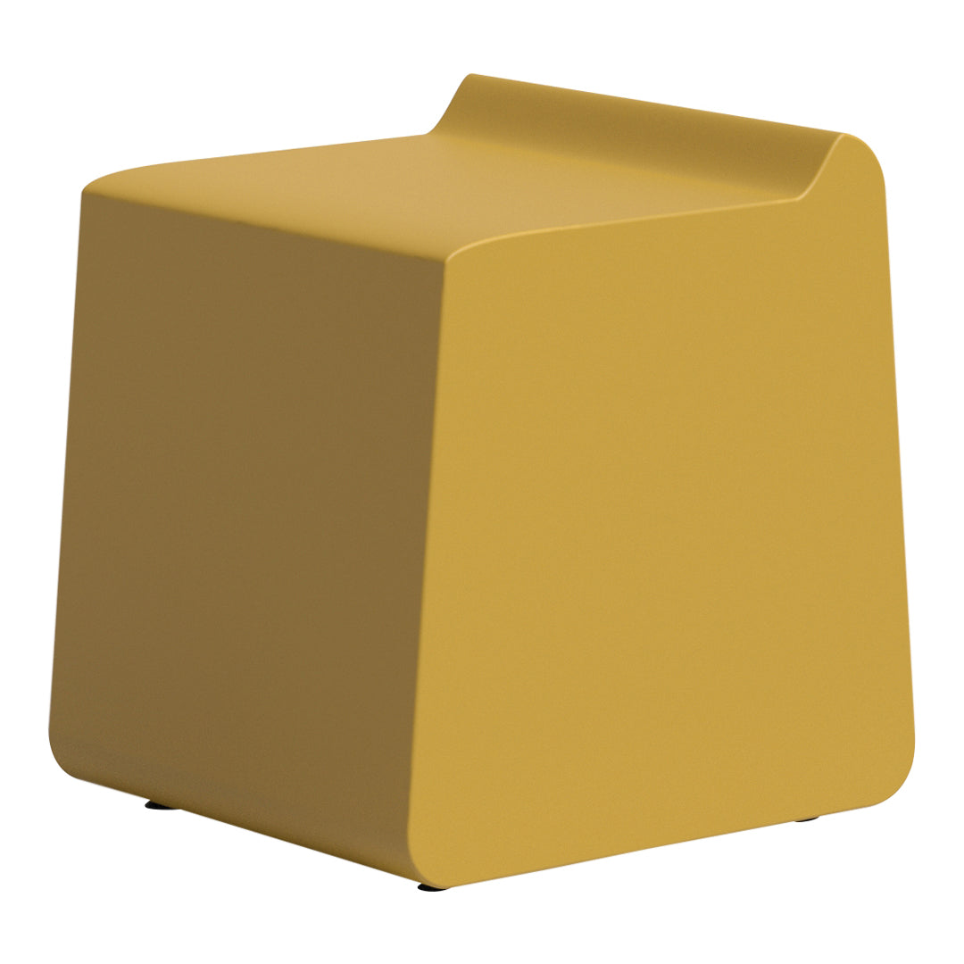 Sleek yellow accent stool with a smooth, modern finish and minimalist design. Perfect for any contemporary space.