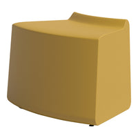 Mustard yellow modern stool with a sleek, minimalist design and smooth, curved edges. Ideal for contemporary decor.