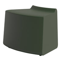 Green minimalist accent stool with a sleek, rounded design. Perfect for modern home decor.