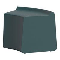 Teal modern cubic stool with a smooth, matte finish and sleek, minimalist design. Perfect for contemporary decor.