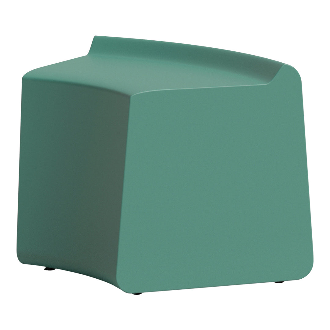 Solid teal ottoman with a modern, matte finish and minimalist design. Perfect for contemporary decor.