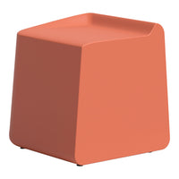 "Solid coral orange stool with a sleek, modern design and smooth, matte finish, perfect for contemporary decor."