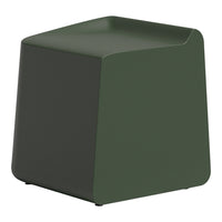 Green geometric stool with smooth, matte finish and no visible patterns, ideal for modern decor.