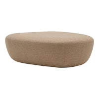 Beige, organic-shaped ottoman with a smooth, textured fabric finish. Ideal for modern and minimalist interiors.
