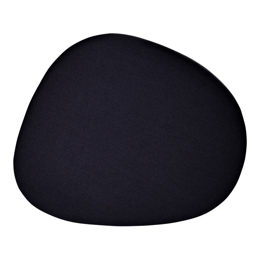 Black irregular-shaped cushion with a smooth texture, perfect for modern decor.