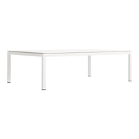 Modern white rectangular table with sleek finish and minimalist design, perfect for contemporary spaces.