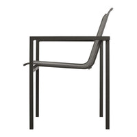 Modern black chair with a sleek gray seat and minimalist design, perfect for contemporary decor.