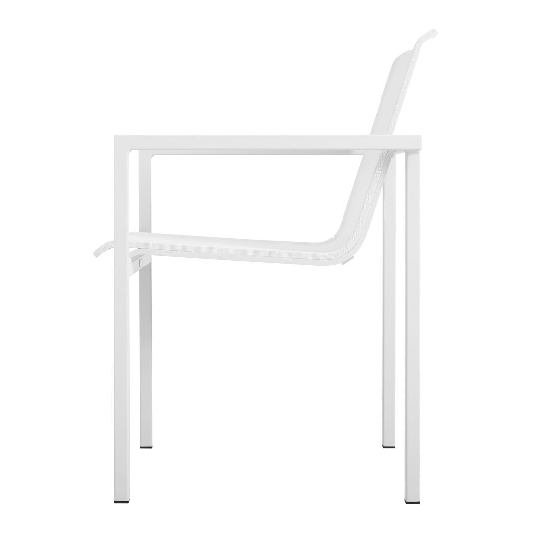 White minimalist chair with sleek lines and a modern design, perfect for contemporary decor.