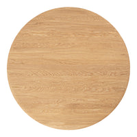 Light oak round tabletop featuring a smooth, natural wood grain pattern. Ideal for modern dining setups.