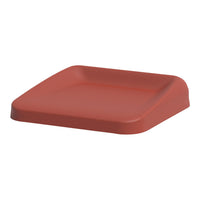 Rusty red square plate with a smooth, matte finish and gently sloped edges, perfect for modern table settings.