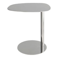 Sleek chrome side table with a smooth, reflective surface and modern, minimalist design. Perfect for contemporary decor.