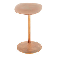 Copper-colored modern stool with a sleek round seat and base, featuring a smooth, polished finish.