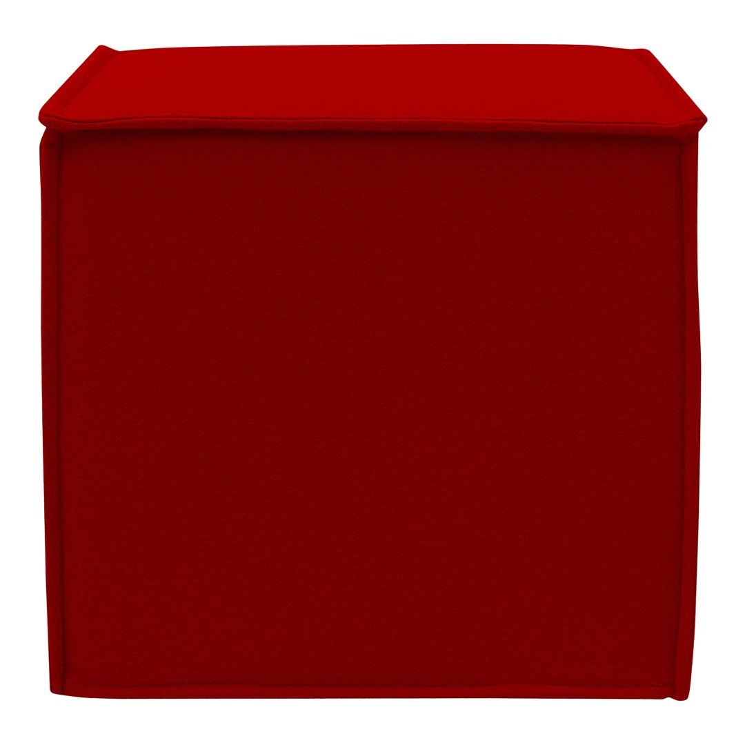 Red fabric storage cube with a solid color design, perfect for organizing spaces.