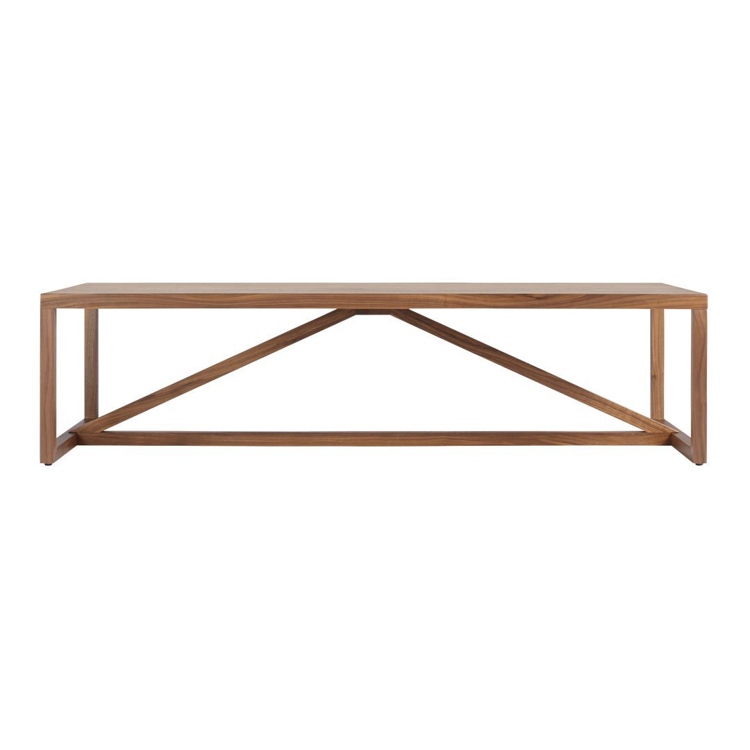 Light wood console table with a sleek design and subtle grain patterns, featuring a warm natural finish.